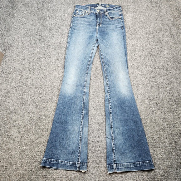 7 For All Mankind Denim - 7 For All Mankind Dojo Jeans Womens 25 Blue Wide Leg Flare Stretch Denim